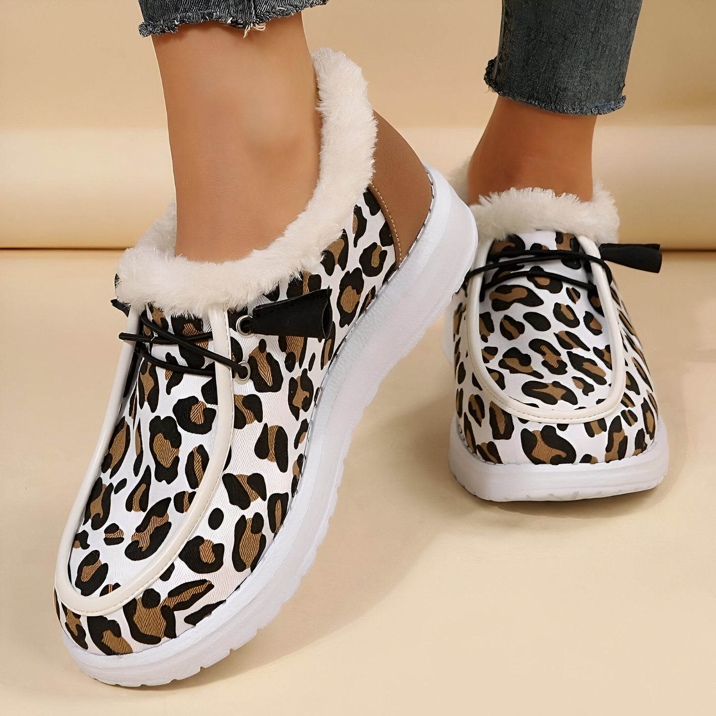 Mocassins Femme Léopard Douillet Cuir Végan - Atelier