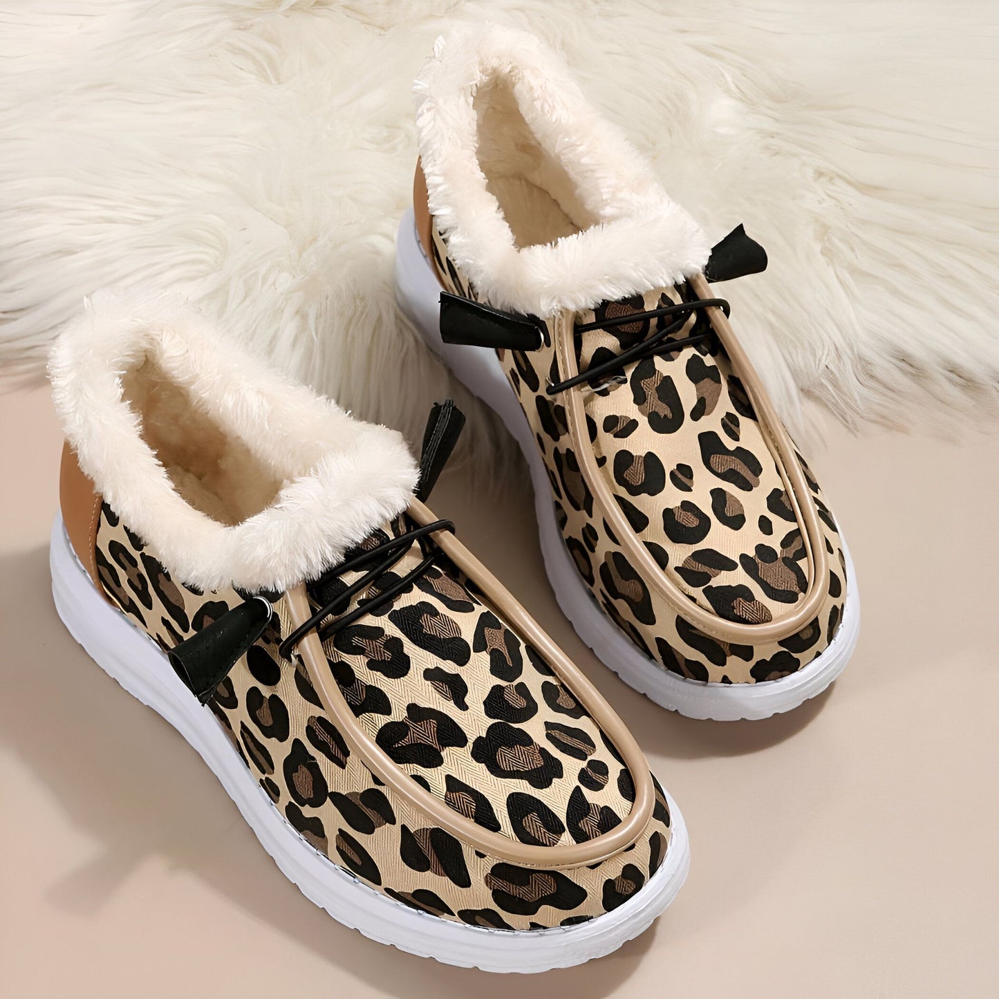 Mocassins Femme Léopard Douillet Cuir Végan - Atelier