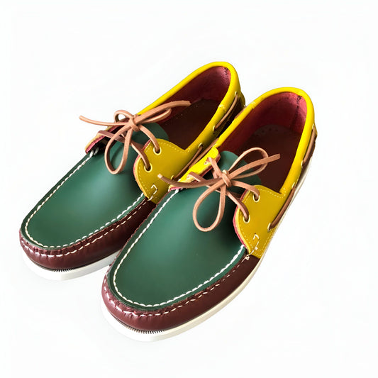 Élégance Mocassins Tricolores Lacets Homme Aspect Cuir