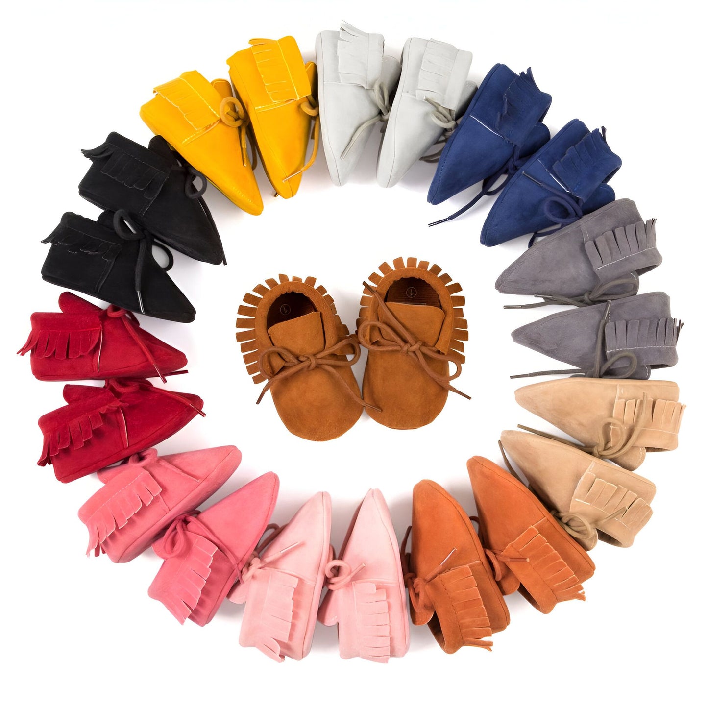 LuxeKids Mocassins Bébé Souples à Franges et Lacets