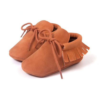 LuxeKids Mocassins Bébé Souples à Franges et Lacets
