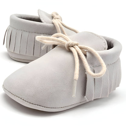 LuxeKids Mocassins Bébé Souples à Franges et Lacets