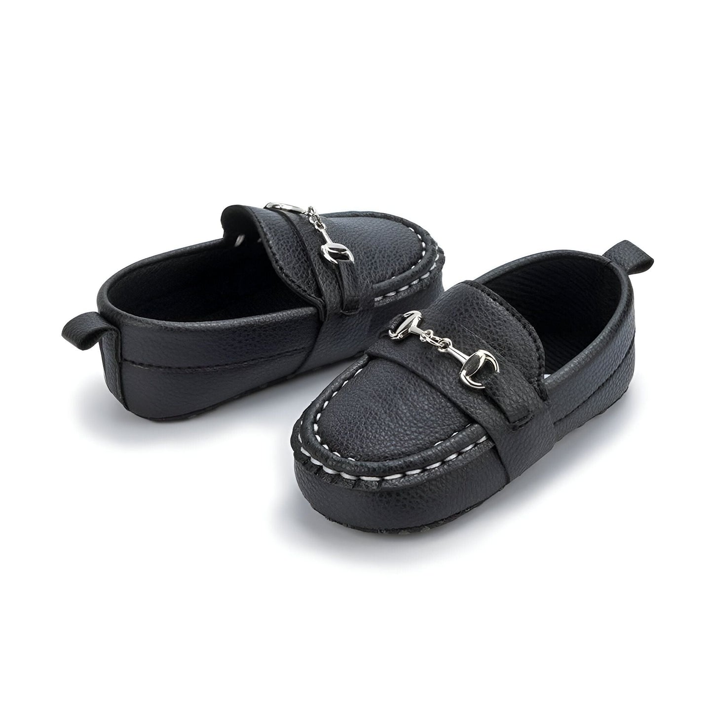 KidoLux Mocassins bébé aspect cuir, mors argenté
