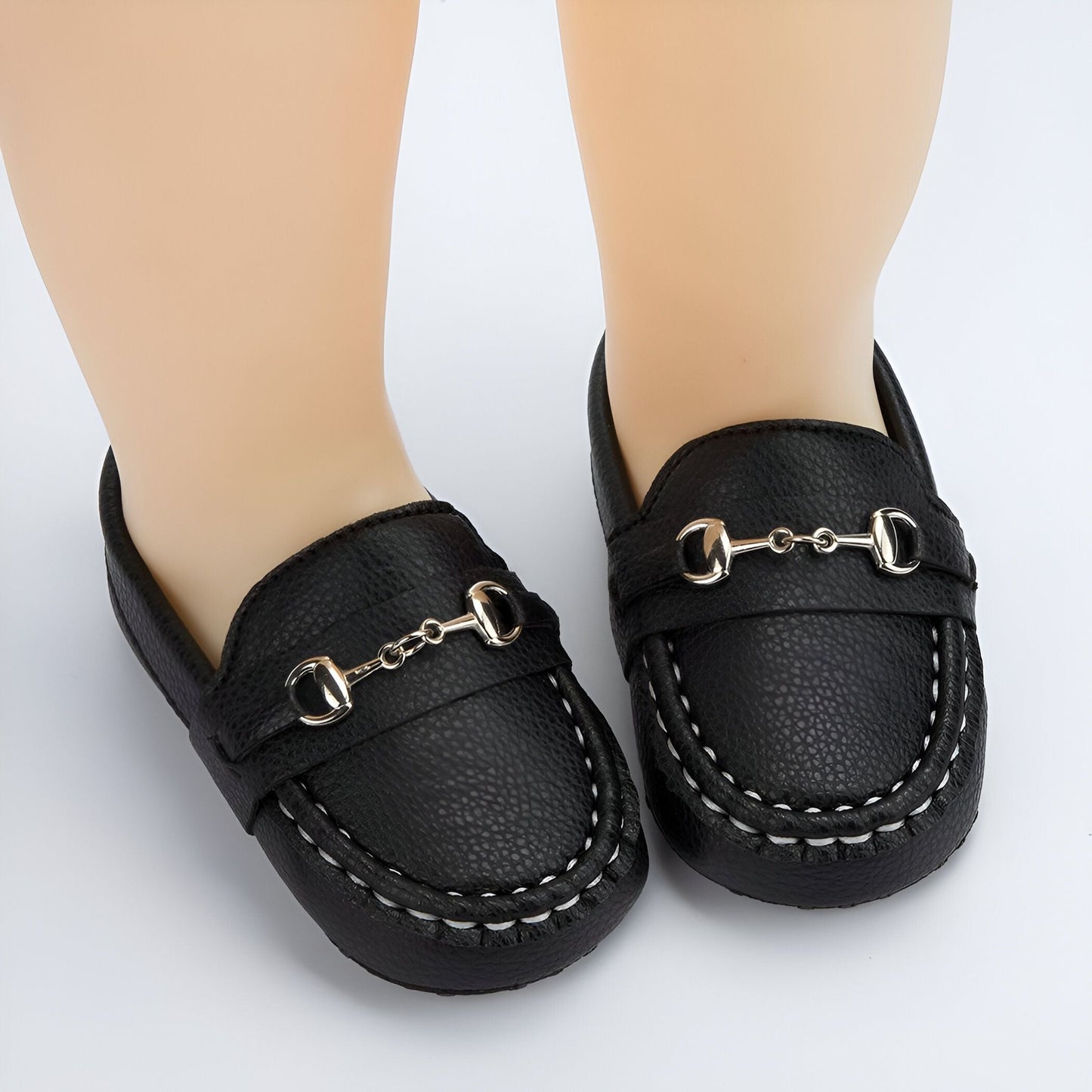 KidoLux Mocassins bébé aspect cuir, mors argenté