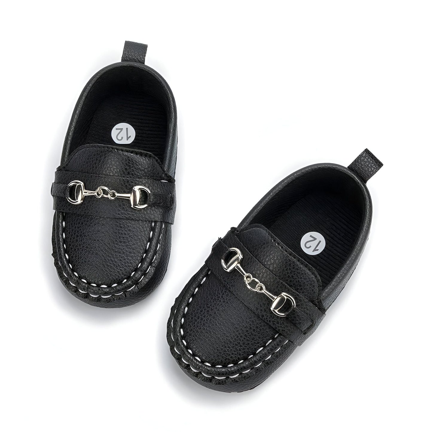 KidoLux Mocassins bébé aspect cuir, mors argenté