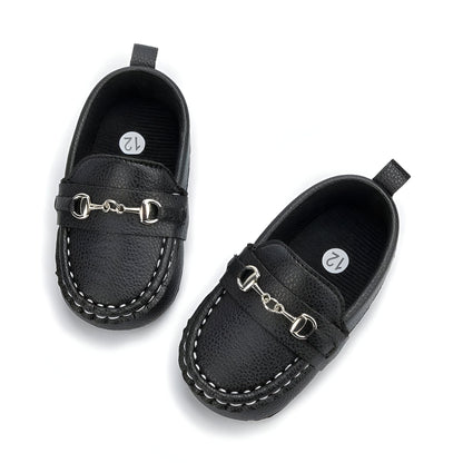 KidoLux Mocassins bébé aspect cuir, mors argenté