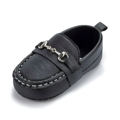 KidoLux Mocassins bébé aspect cuir, mors argenté