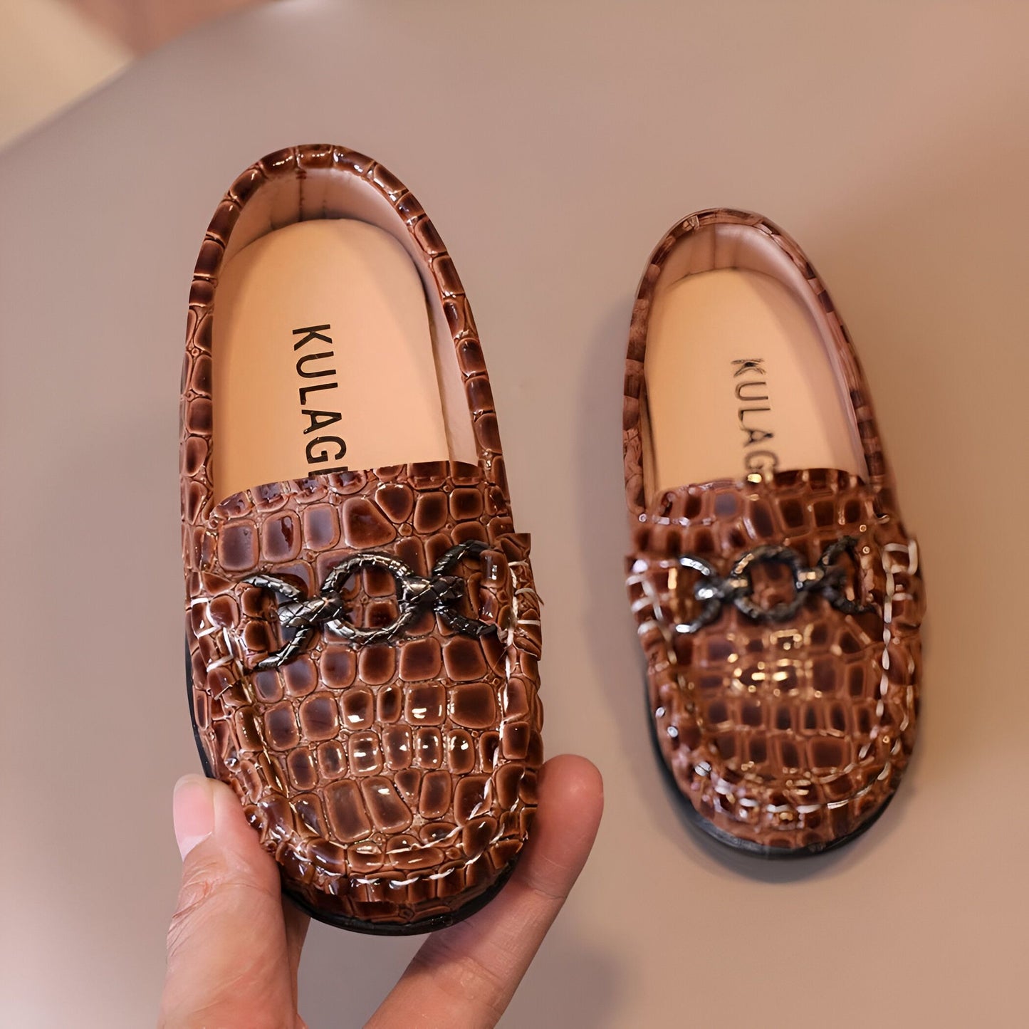 Lux Mocassins bébé Fille Imitation Crocodile Souples