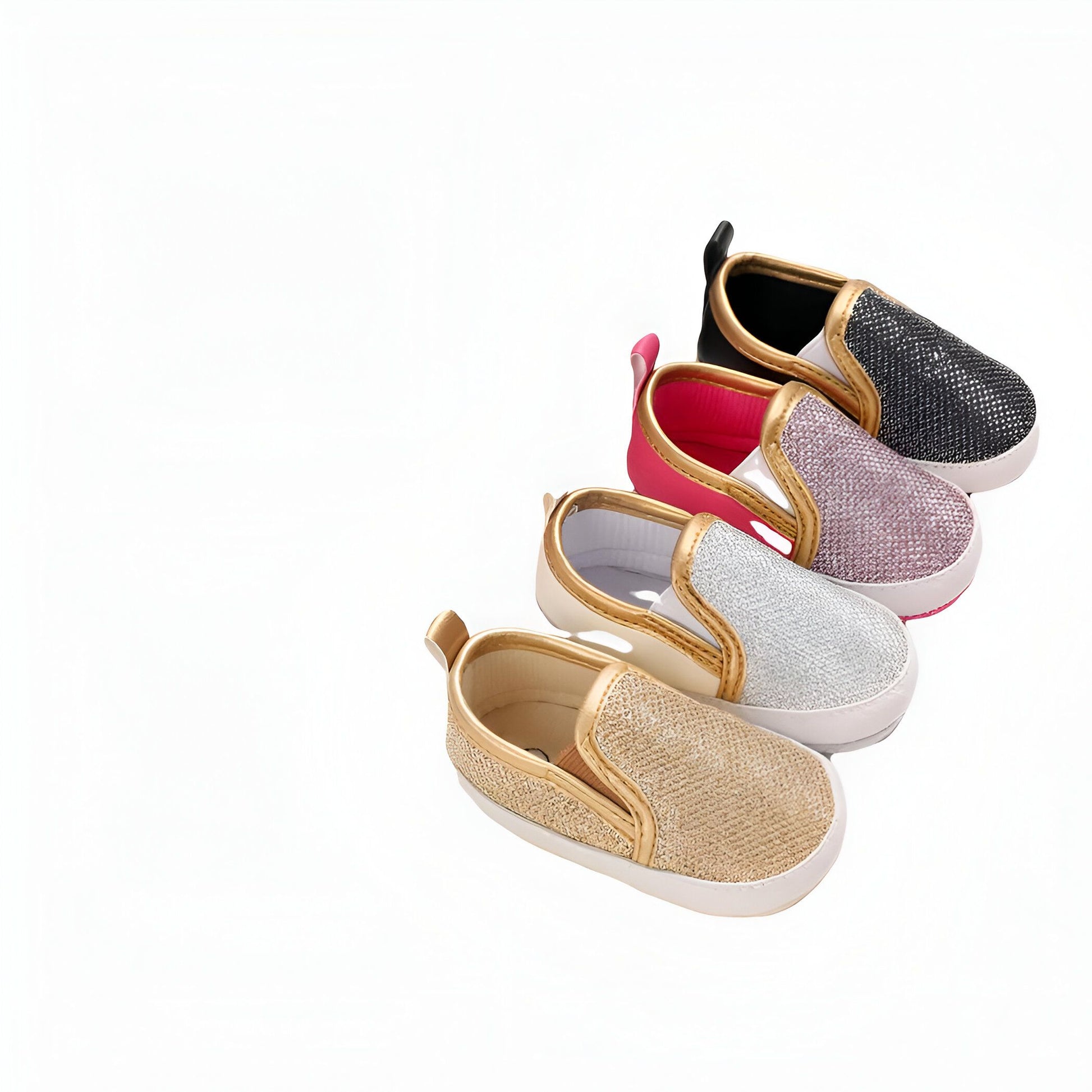 Nova Mocassins bébé fille souples paillettes faciles