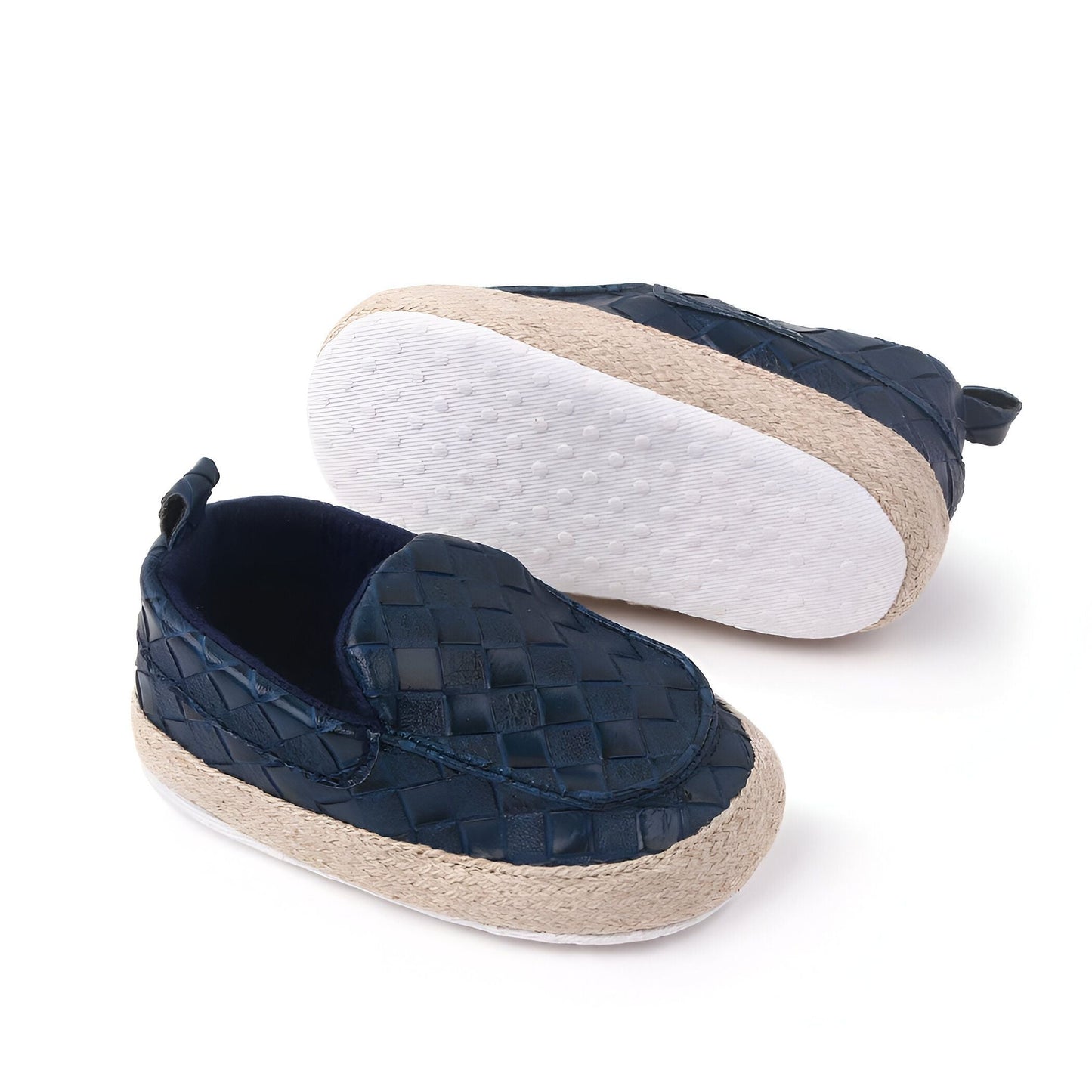 KC Mocassins bébé Garçon Cuir Végan Tressé Semelle Corde