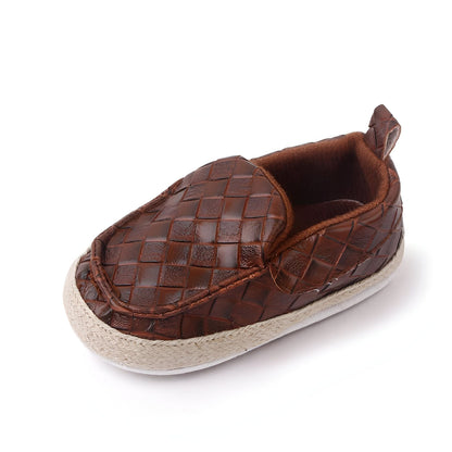 KC Mocassins bébé Garçon Cuir Végan Tressé Semelle Corde