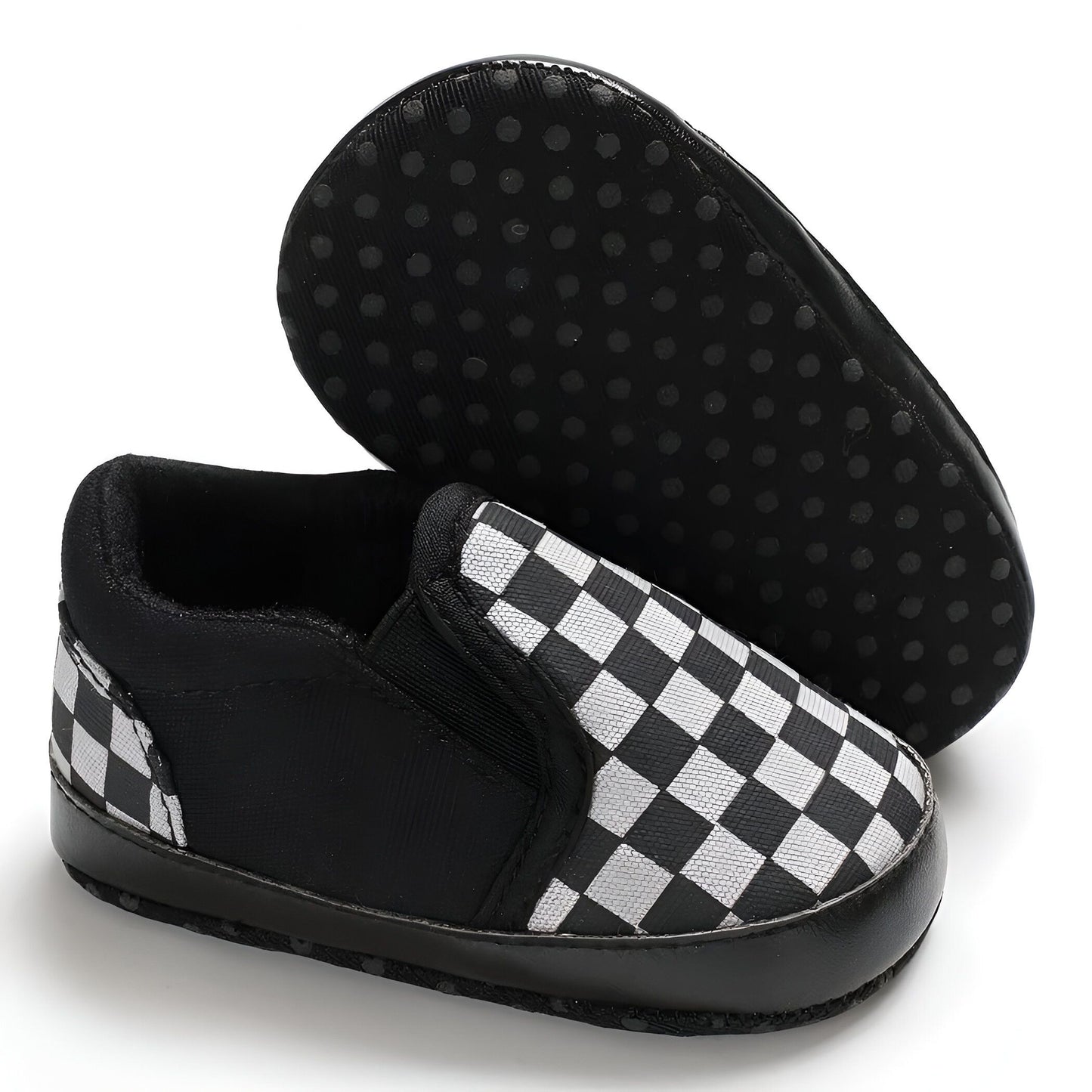 Mocassins Bébé Garçon Toile Damier Confort Bien Pensé