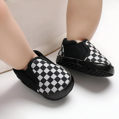 Mocassins Bébé Garçon Toile Damier Confort Bien Pensé