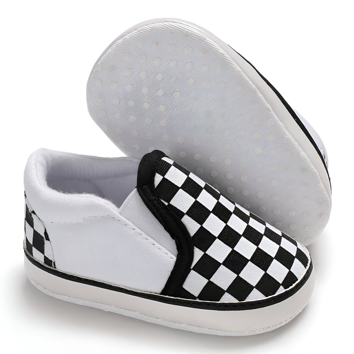 Mocassins Bébé Garçon Toile Damier Confort Bien Pensé