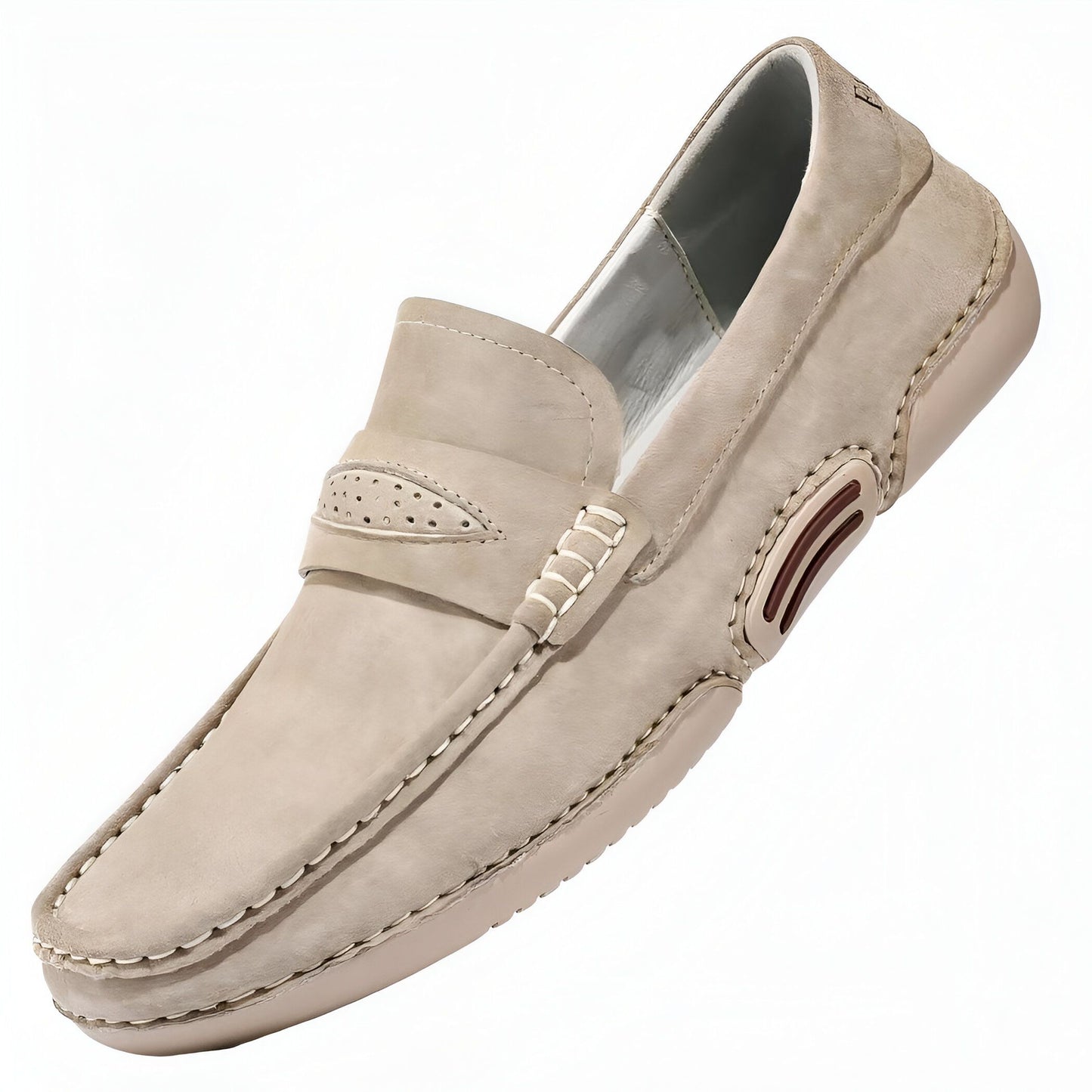LuxeStep Mocassins Homme Beige en Daim Véritable