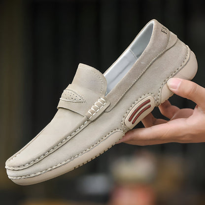 LuxeStep Mocassins Homme Beige en Daim Véritable