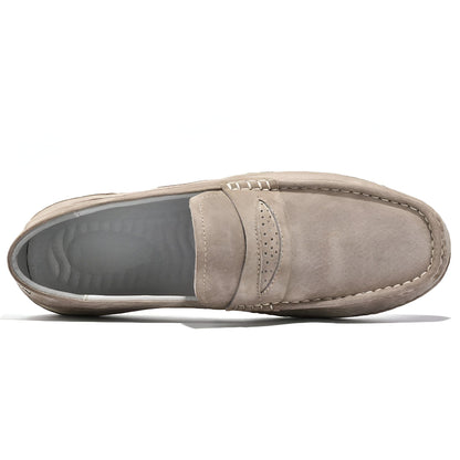 LuxeStep Mocassins Homme Beige en Daim Véritable