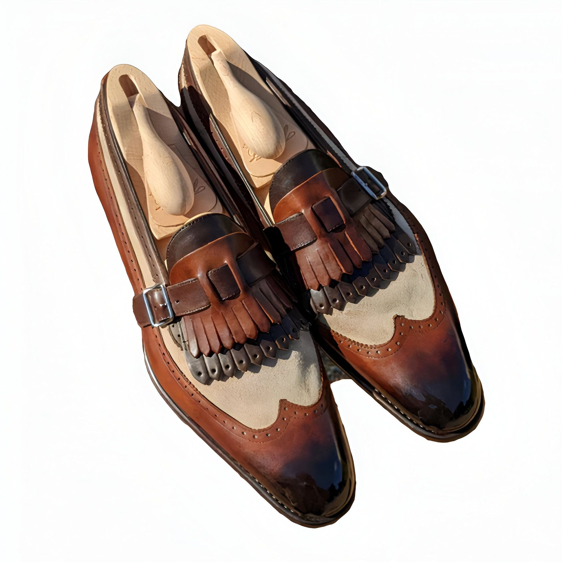 Nova Mocassins Bicolores Franges Boucle Homme Rétro
