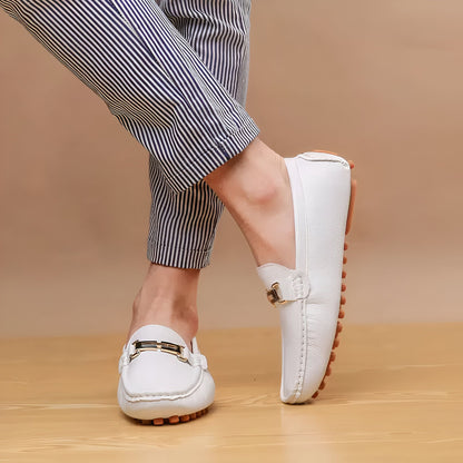 Prestige Mocassins Blancs Cuir Effet Homme Élégant