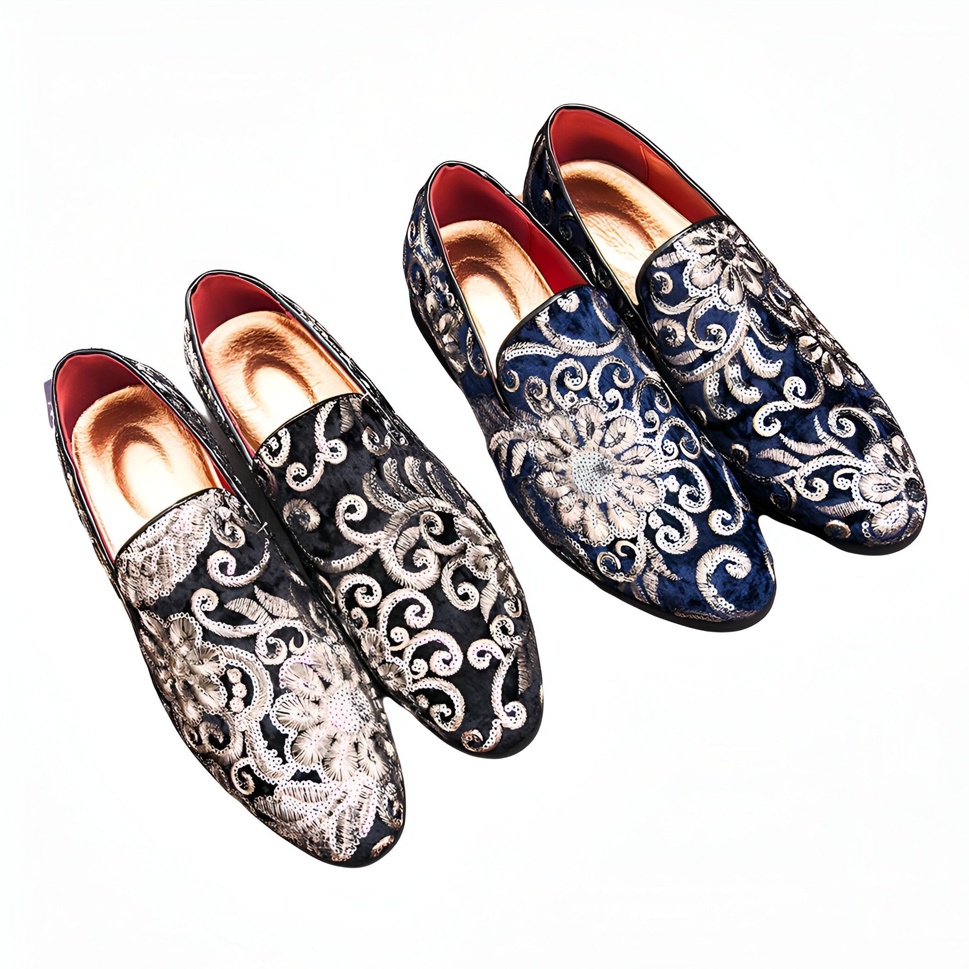Mocassins Pro Cérémonie Velours Brodés Fleurs & Sequins