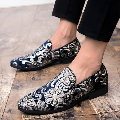 Mocassins Pro Cérémonie Velours Brodés Fleurs & Sequins