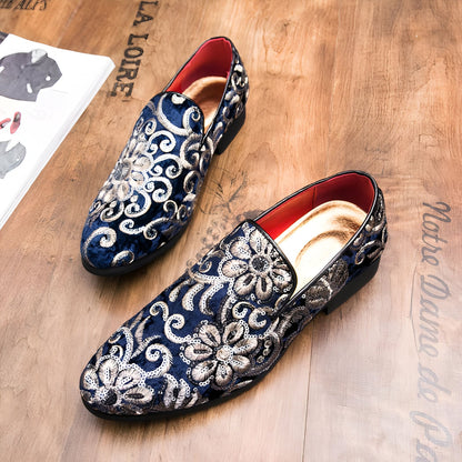 Mocassins Pro Cérémonie Velours Brodés Fleurs & Sequins