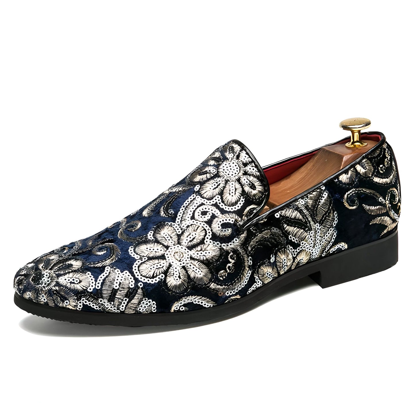Mocassins Pro Cérémonie Velours Brodés Fleurs & Sequins