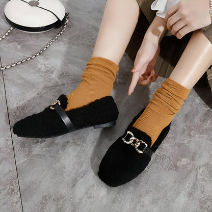 ChicStep Mocassins doux femme effet fourrure souples