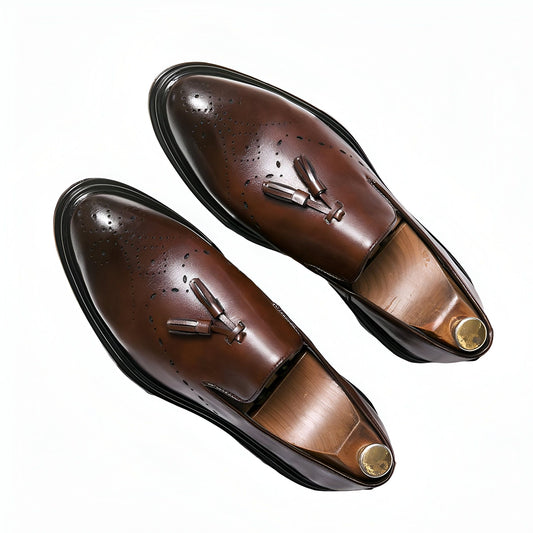 Élite Mocassins homme cuir végan perforé à glands