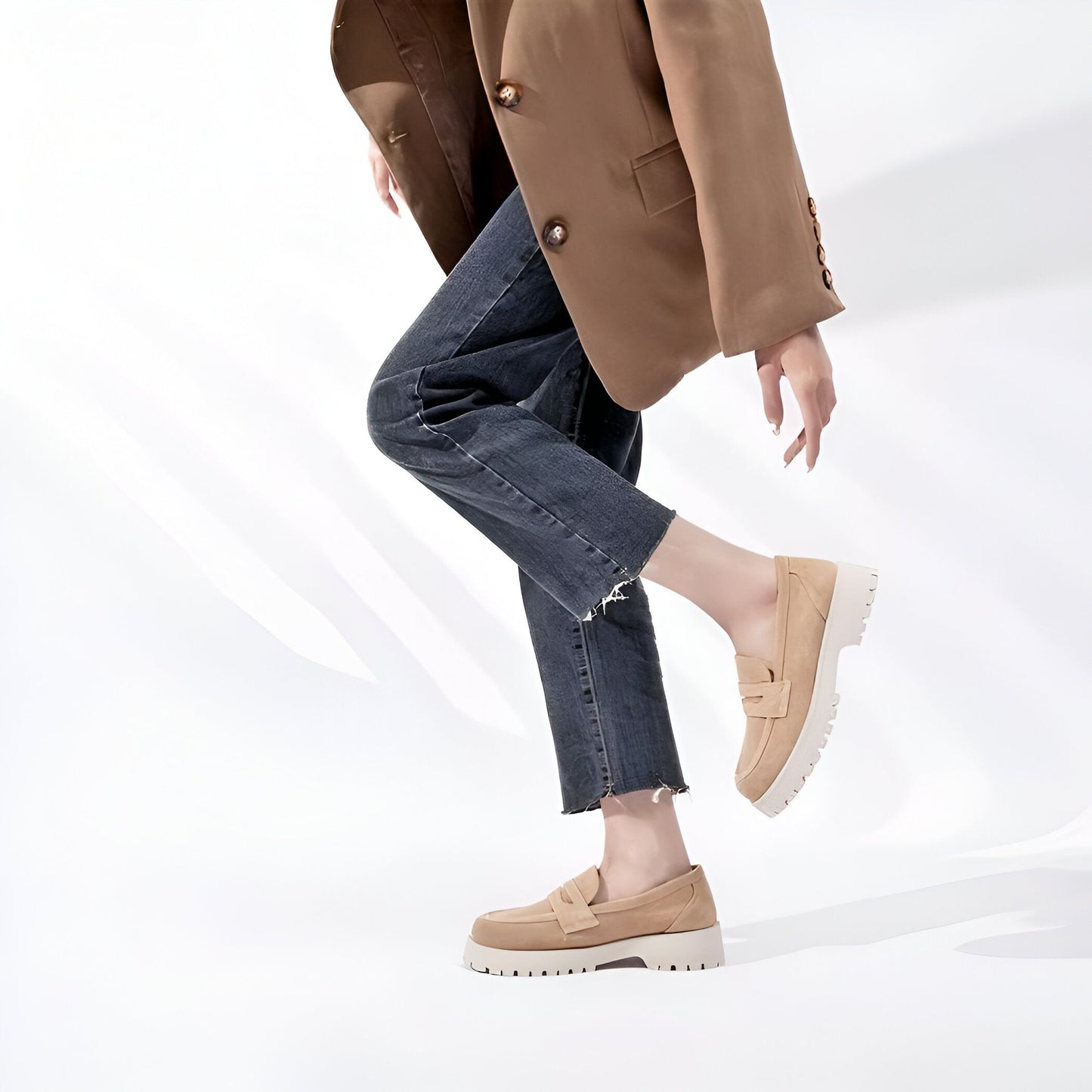 NovaMoc Mocassins Femme Classiques Daim Végan Crantée