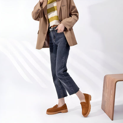NovaMoc Mocassins Femme Classiques Daim Végan Crantée