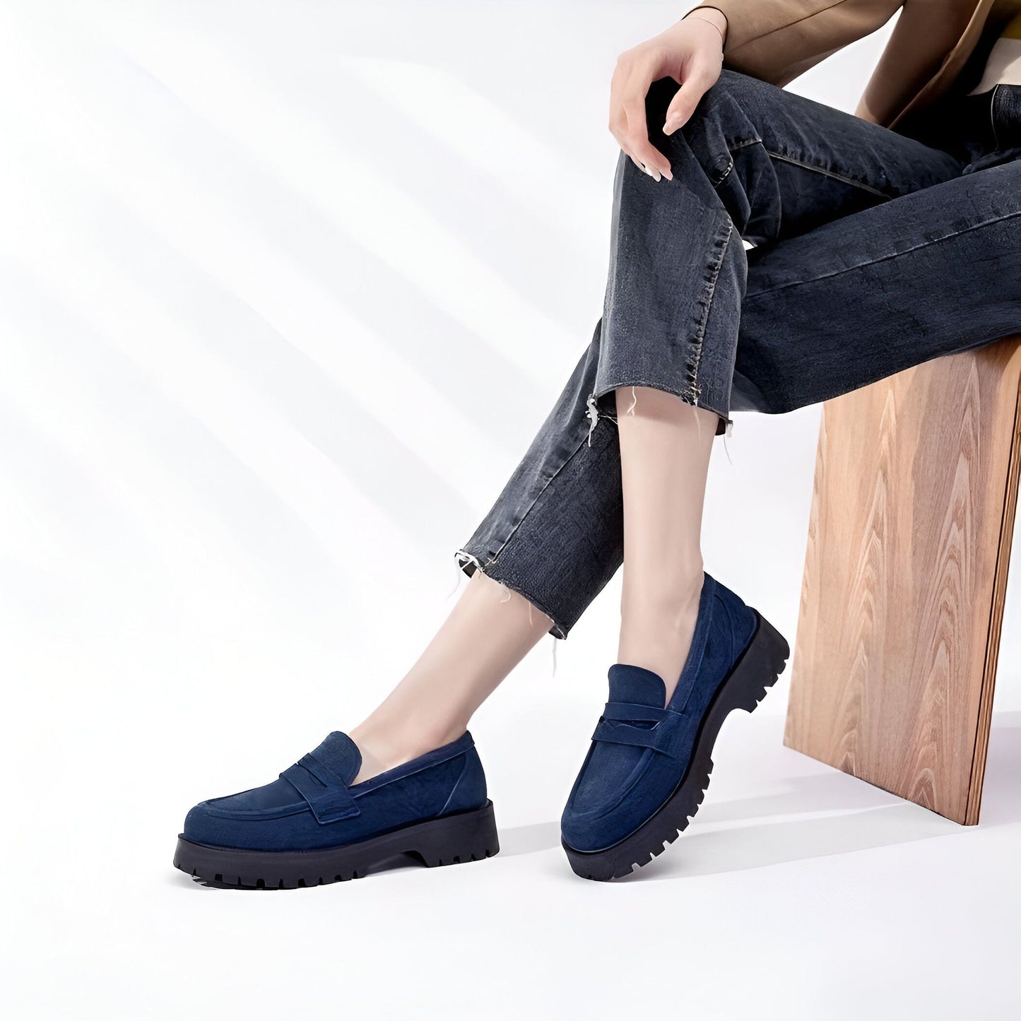 NovaMoc Mocassins Femme Classiques Daim Végan Crantée