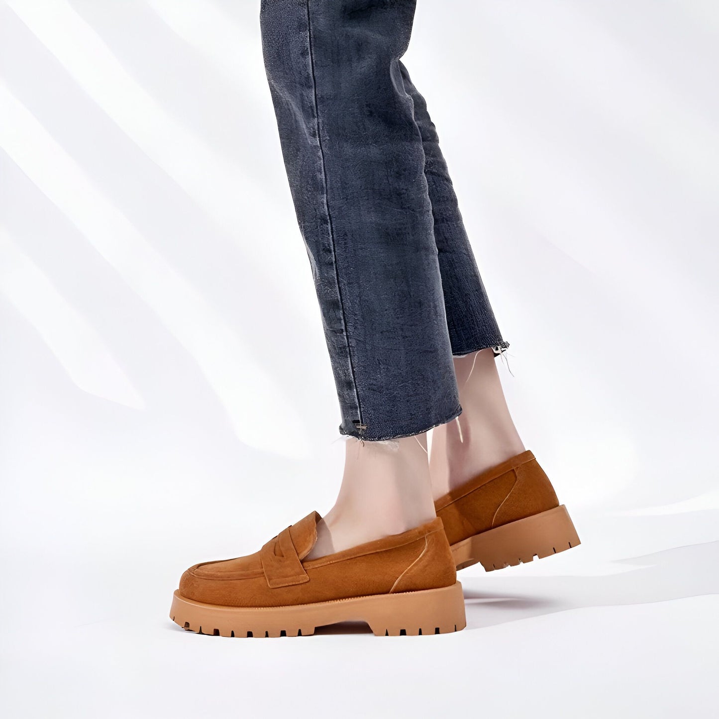 NovaMoc Mocassins Femme Classiques Daim Végan Crantée
