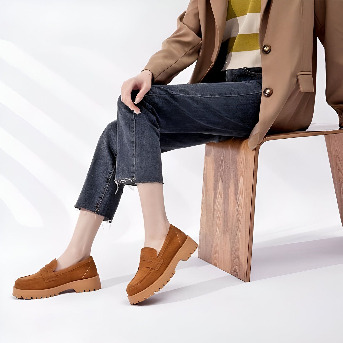 NovaMoc Mocassins Femme Classiques Daim Végan Crantée