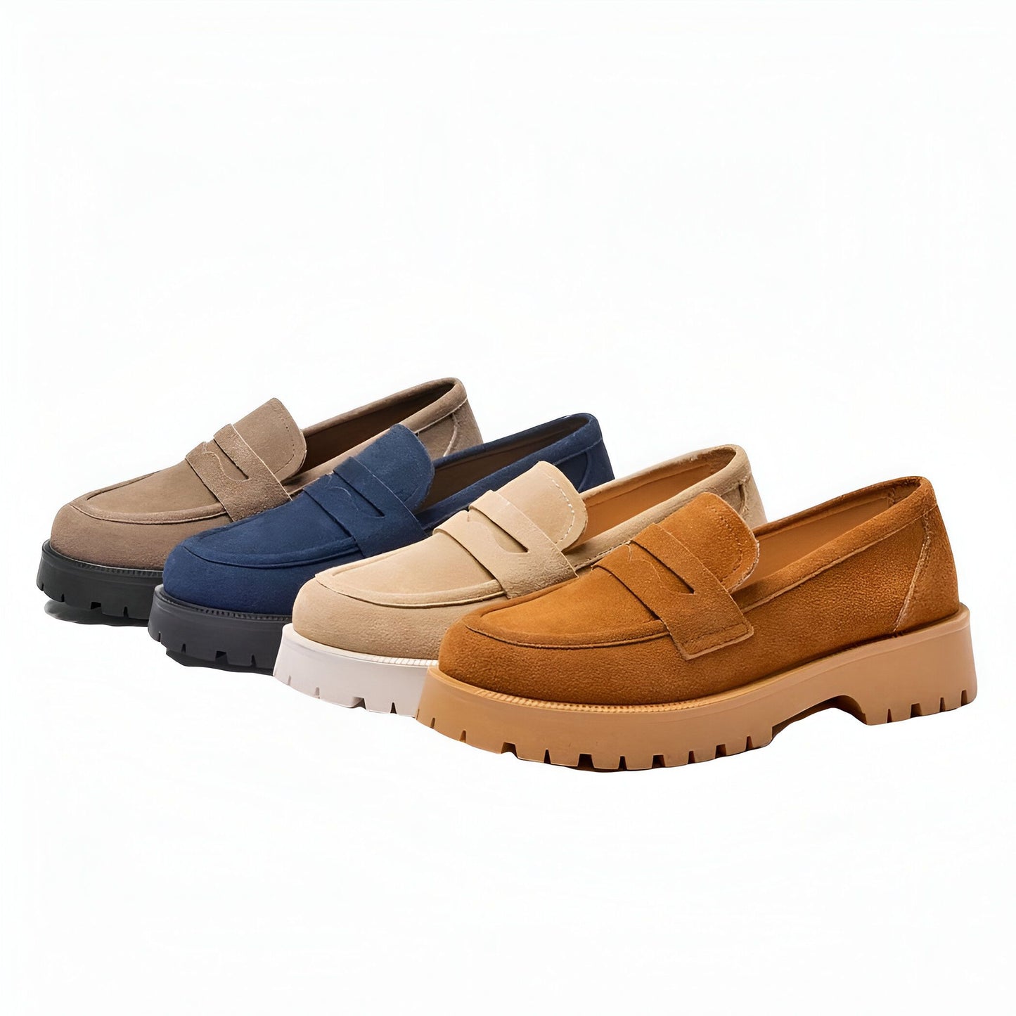 NovaMoc Mocassins Femme Classiques Daim Végan Crantée