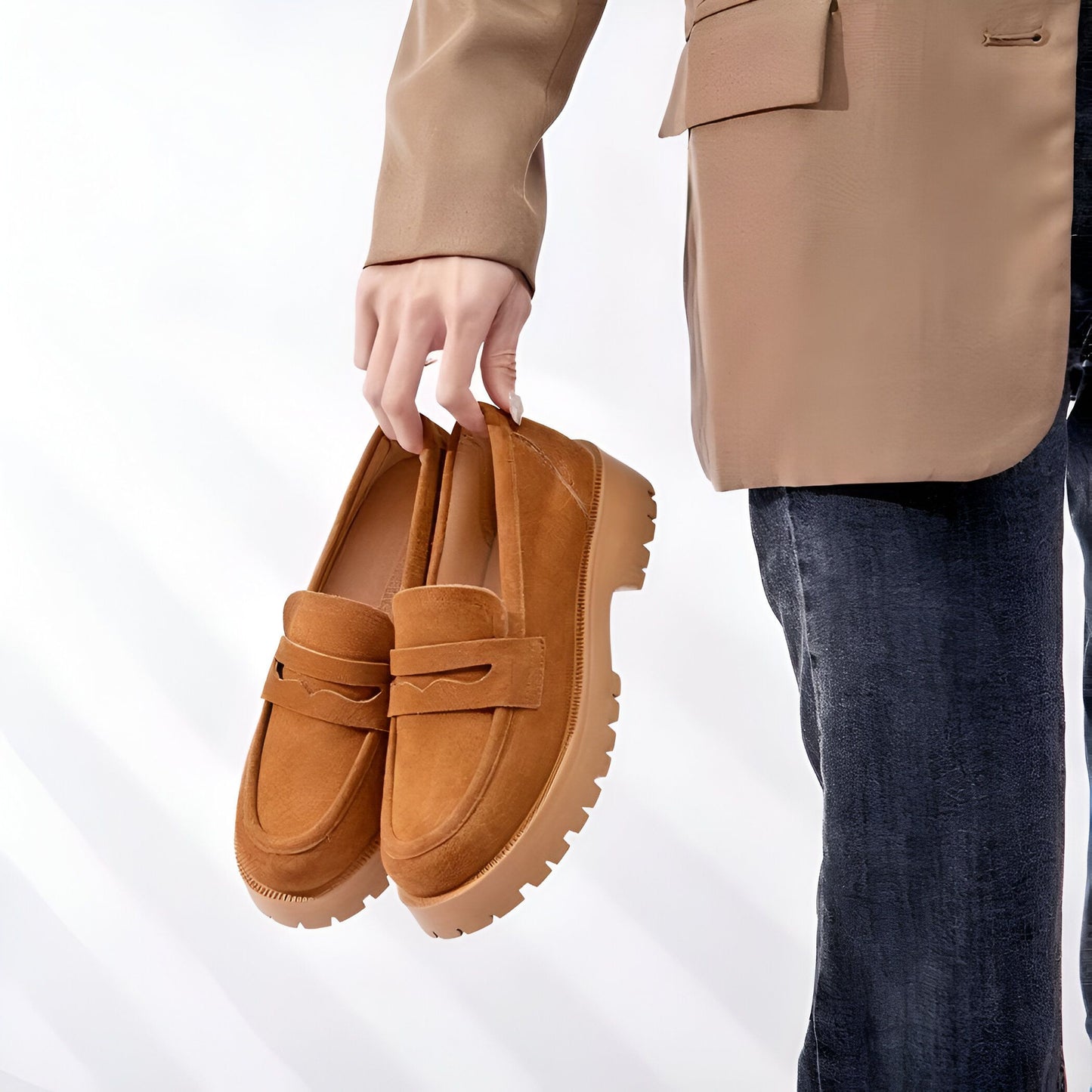 NovaMoc Mocassins Femme Classiques Daim Végan Crantée