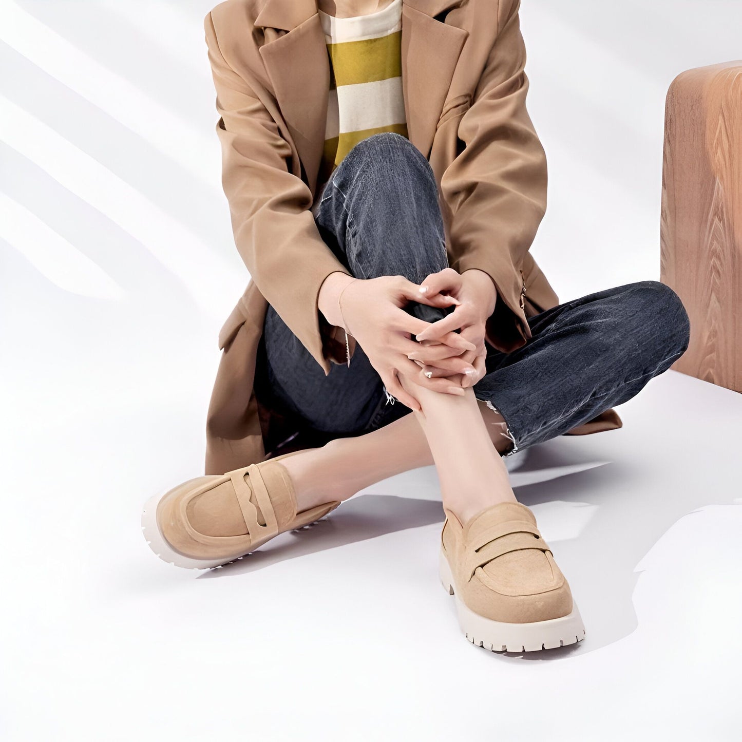 NovaMoc Mocassins Femme Classiques Daim Végan Crantée