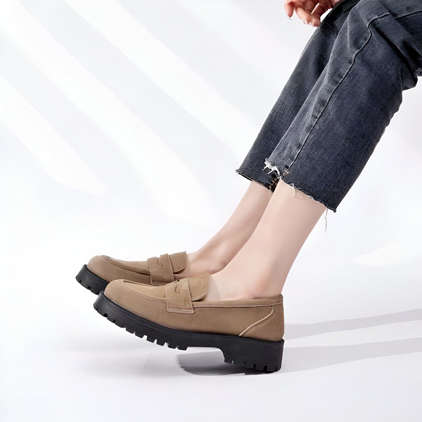 NovaMoc Mocassins Femme Classiques Daim Végan Crantée