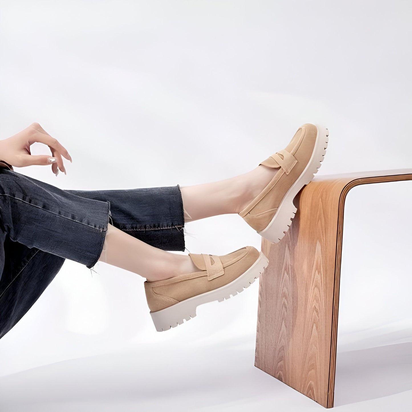 NovaMoc Mocassins Femme Classiques Daim Végan Crantée