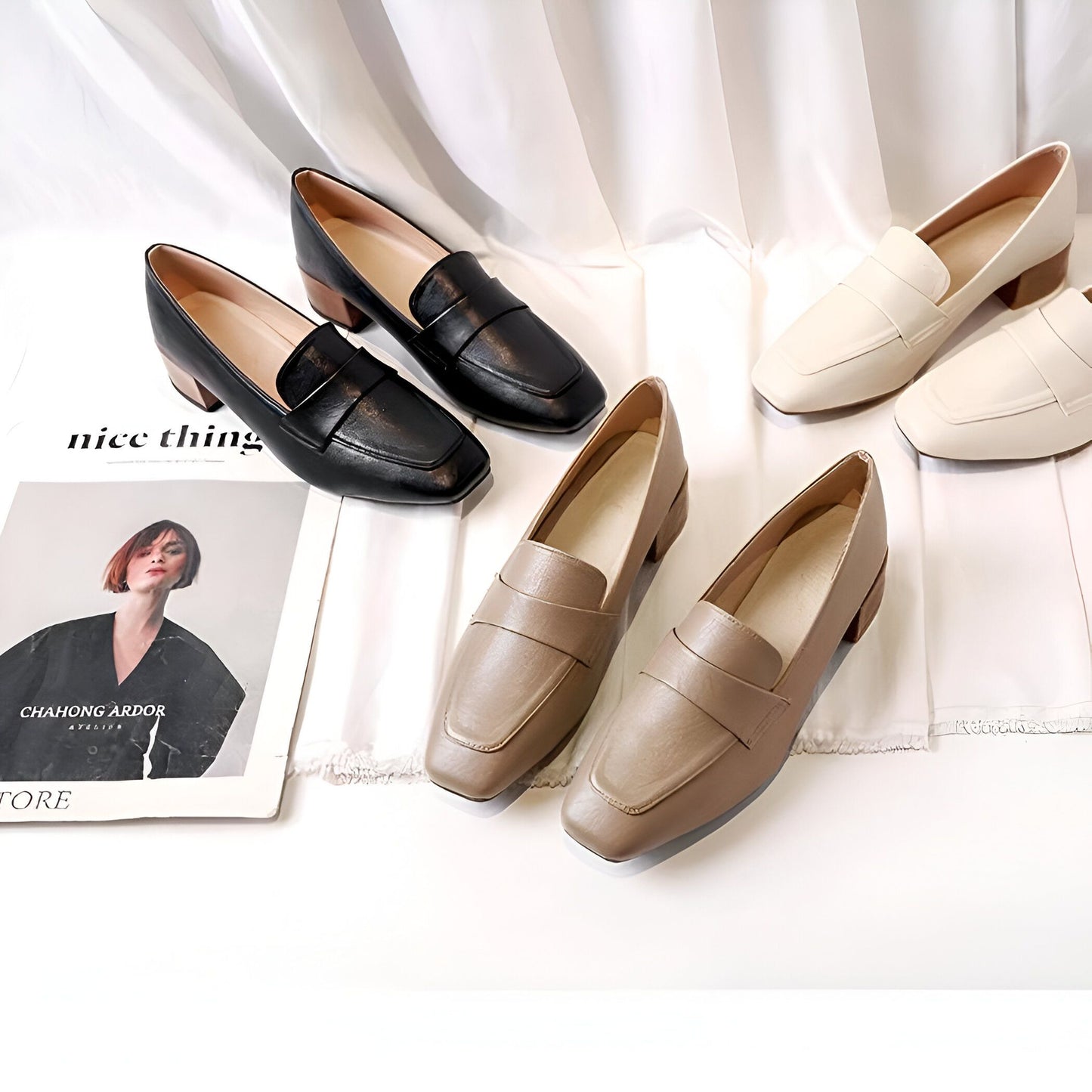 Brandé Mocassins Femme Talons Carrés Soignés