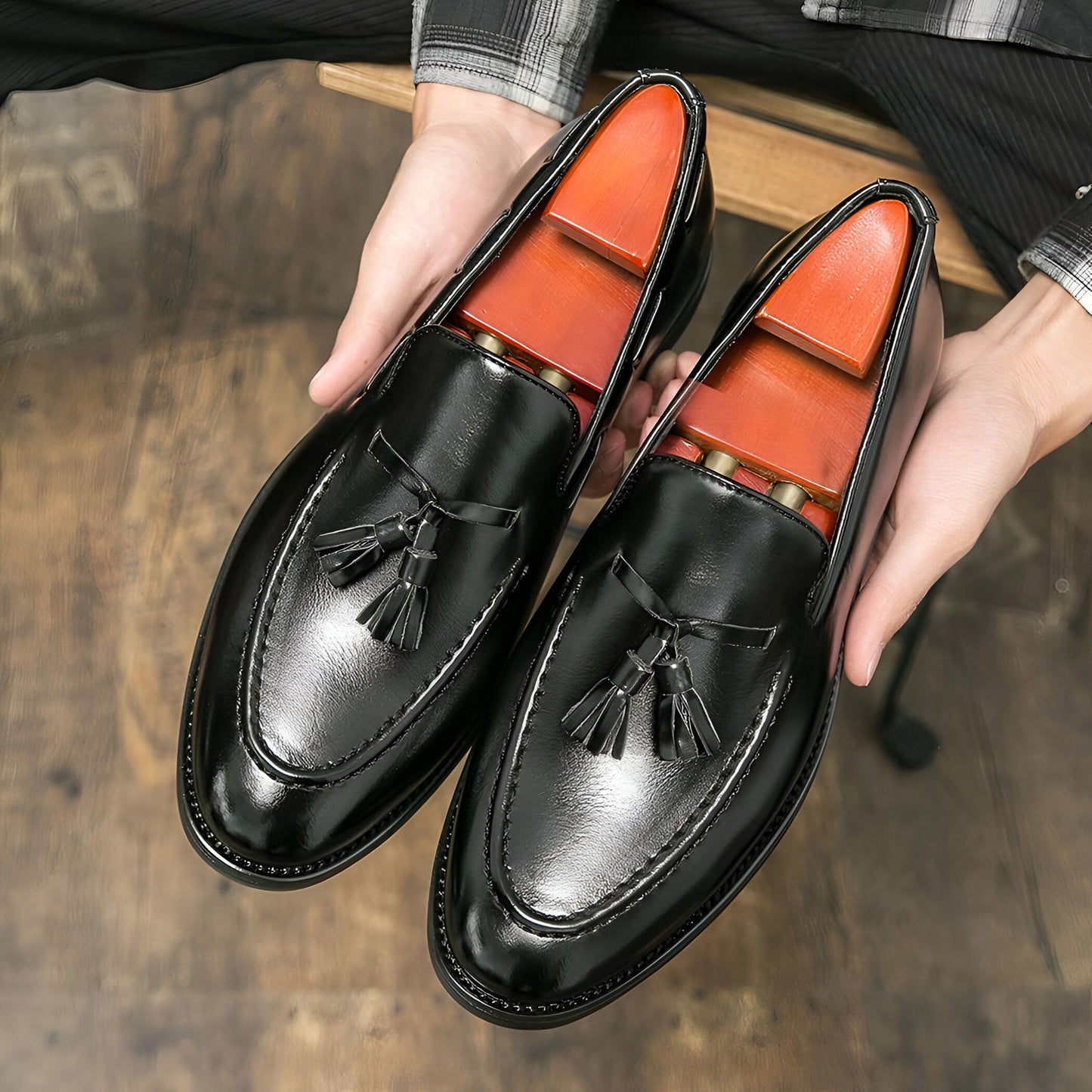 Signature Mocassins Homme Classiques Glands Cuir Lisse