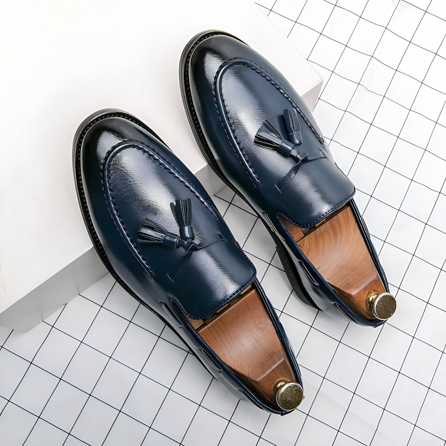 Signature Mocassins Homme Classiques Glands Cuir Lisse