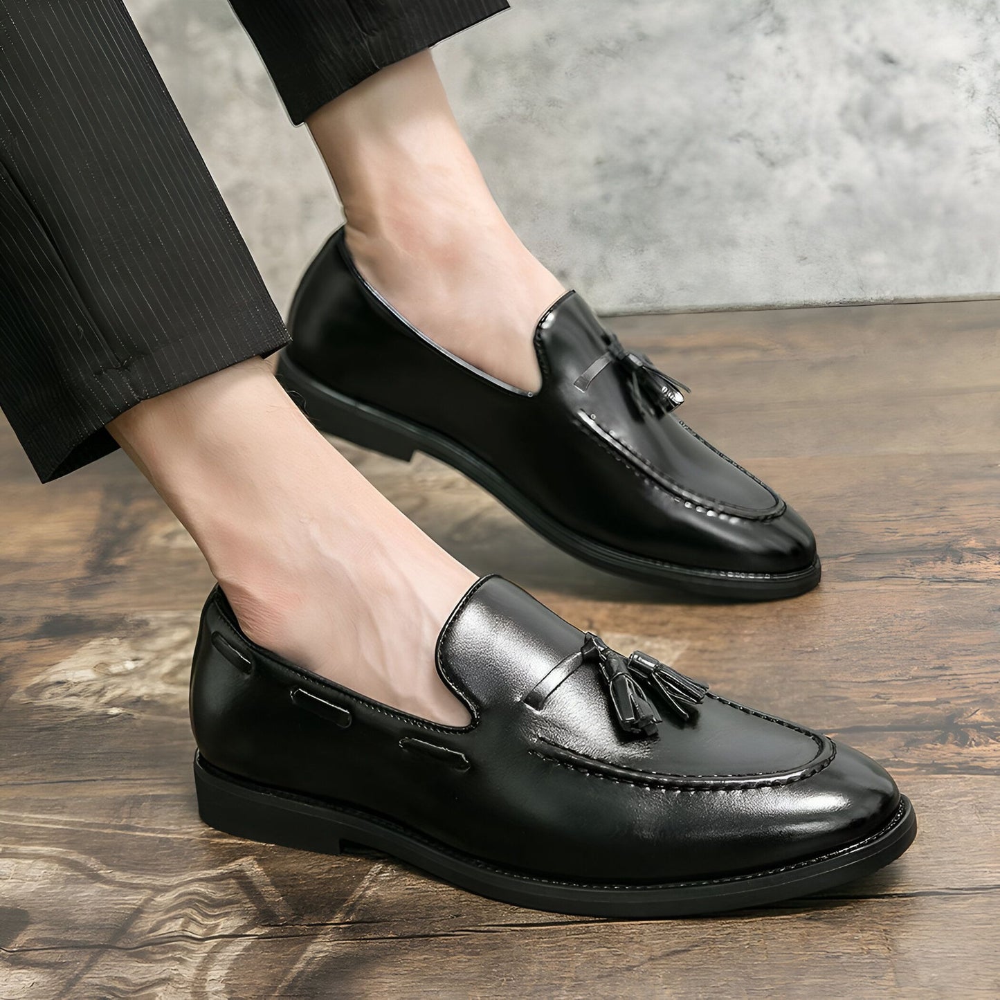 Signature Mocassins Homme Classiques Glands Cuir Lisse