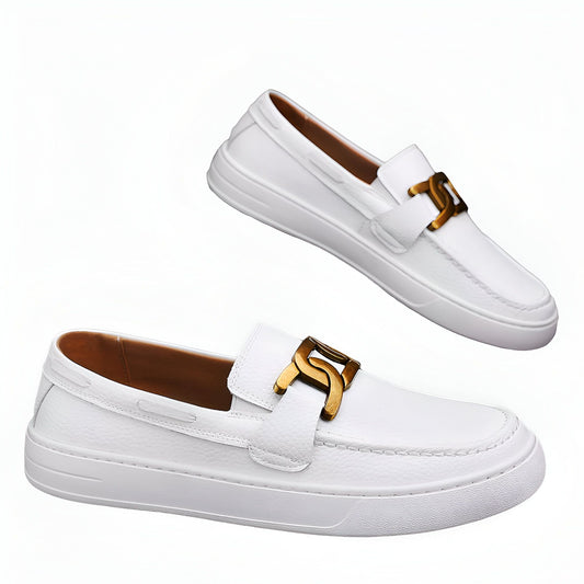 NovaLux Mocassins Homme Blancs Cuir Synthétique Élégant
