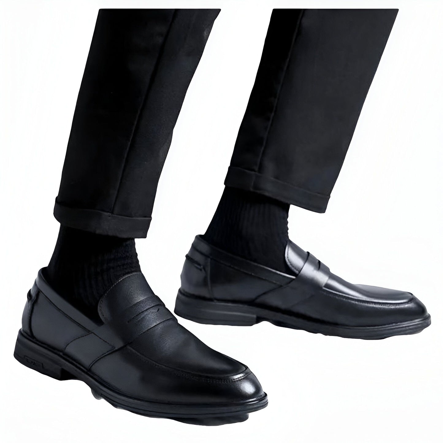 Luxe Mocassins classiques noirs cuir synthétique homme