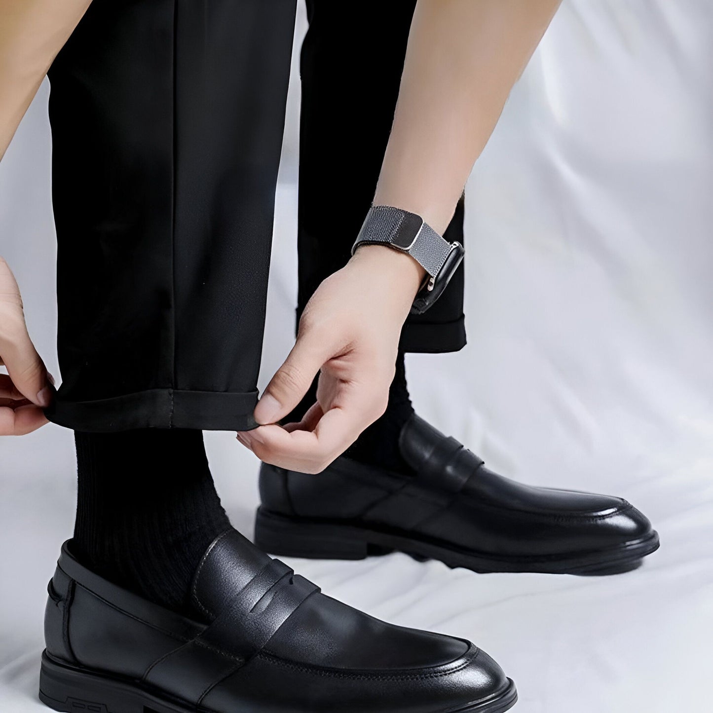 Luxe Mocassins classiques noirs cuir synthétique homme