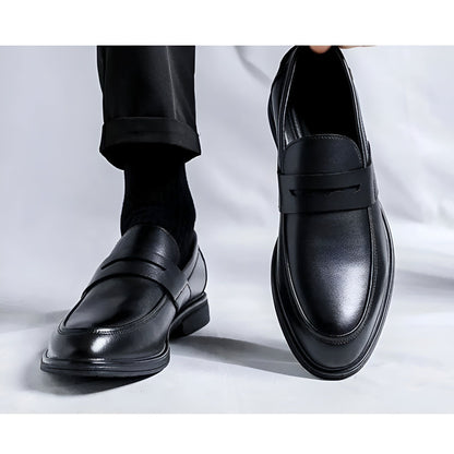 Luxe Mocassins classiques noirs cuir synthétique homme