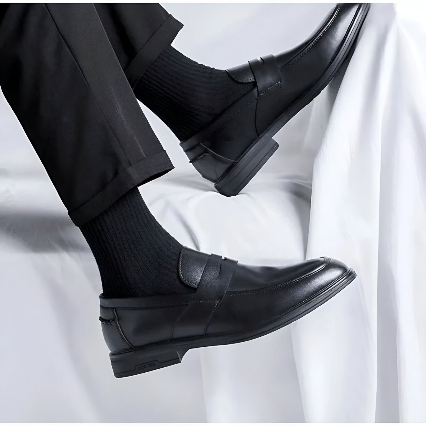 Luxe Mocassins classiques noirs cuir synthétique homme