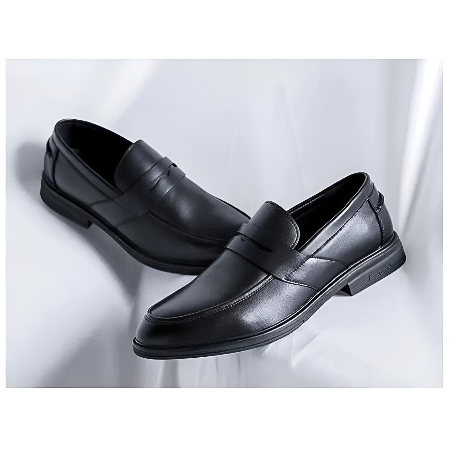 Luxe Mocassins classiques noirs cuir synthétique homme