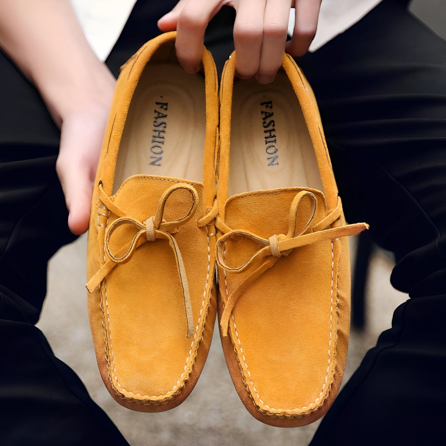 LuxeBrand Mocassins Homme Simili Daim à Lacets Raffiné
